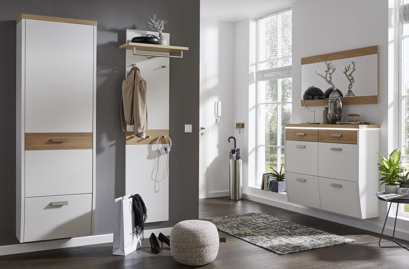 GARDEROBE 4-teilig  in 270/200/32 cm  - Eichefarben/Weiß, Design, Holz/Holzwerkstoff (270/200/32cm) - Dieter Knoll