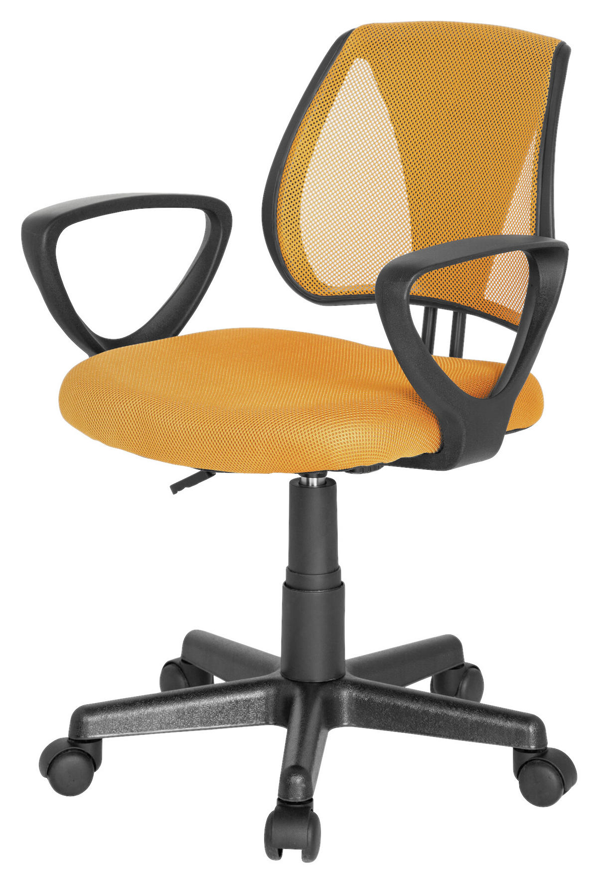 OTOČNÁ ŽIDLE PRO MLÁDEŽ, oranžová - oranžová/černá, Basics, plast (58/75-92/45cm) - MID.YOU