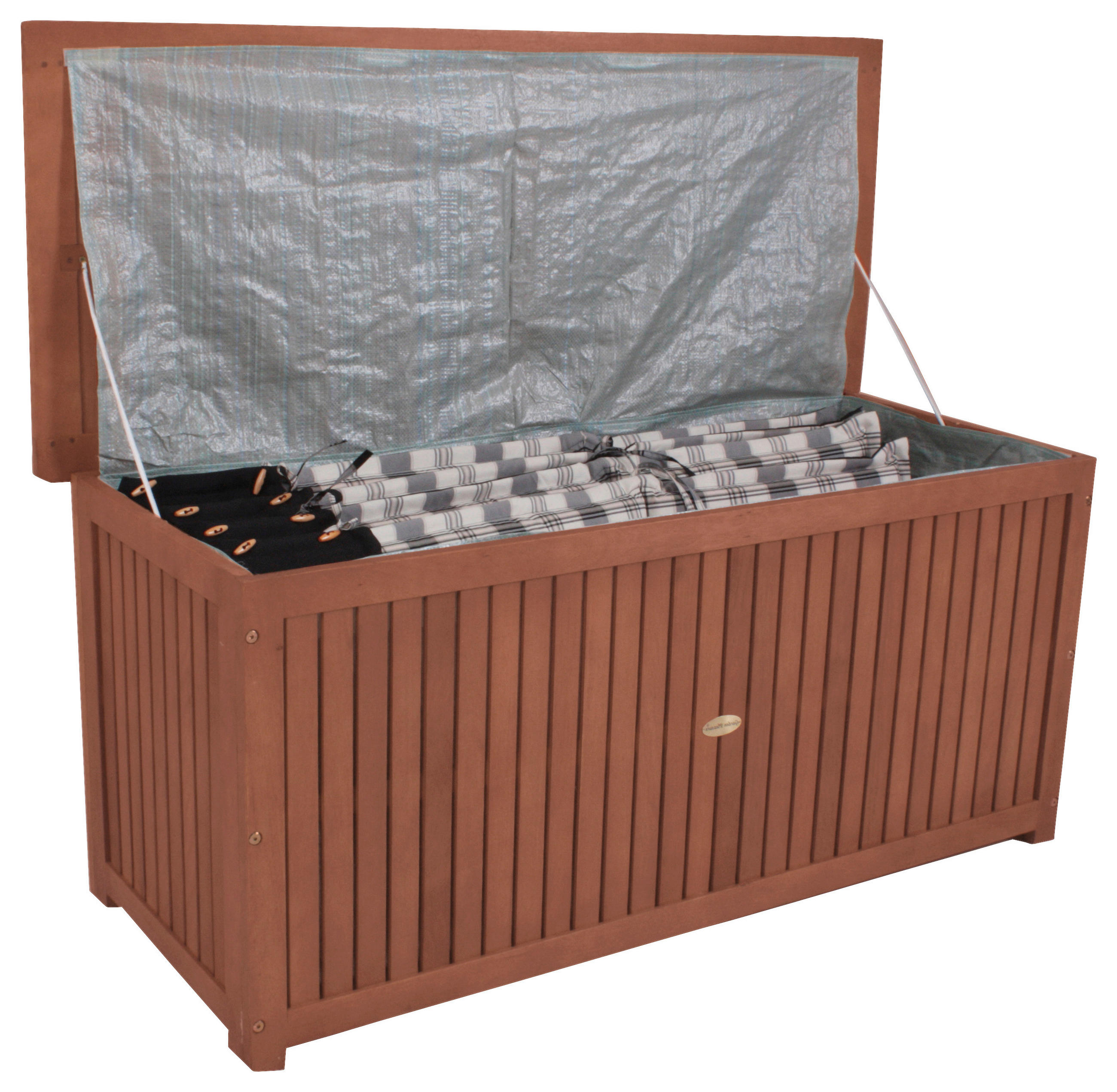 KISSENBOX 125/58/55 cm  - Braun, MODERN, Holz/Kunststoff (125/58/55cm) - Gardenson