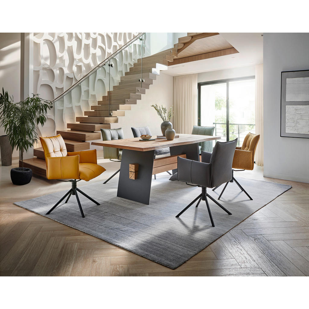 Thumbnail - Valnatura Esstisch Esszimmer, Eiche, Holz, Kerneiche, vollmassiv, rechteckig, Wange, 95x76x190 cm, Goldenes M, Made in G...