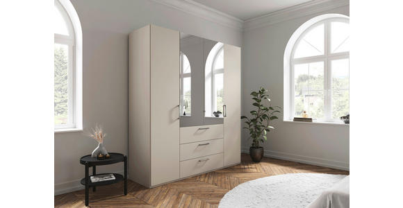 DREHTÜRENSCHRANK 201/223/61 cm,  in Champagner, 4-türig  - Chromfarben/Edelstahlfarben, Basics, Glas/Holzwerkstoff (201/223/61cm) - Novel