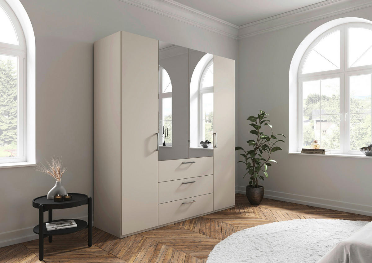 DREHTÜRENSCHRANK 201/223/61 cm,  in Champagner, 4-türig  - Chromfarben/Edelstahlfarben, Basics, Glas/Holzwerkstoff (201/223/61cm) - Novel