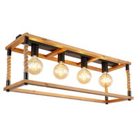DECKENLEUCHTE Vernon 80/25/31 cm   - Schwarz/Braun, Natur, Naturmaterialien/Holz (80/25/31cm) - Globo