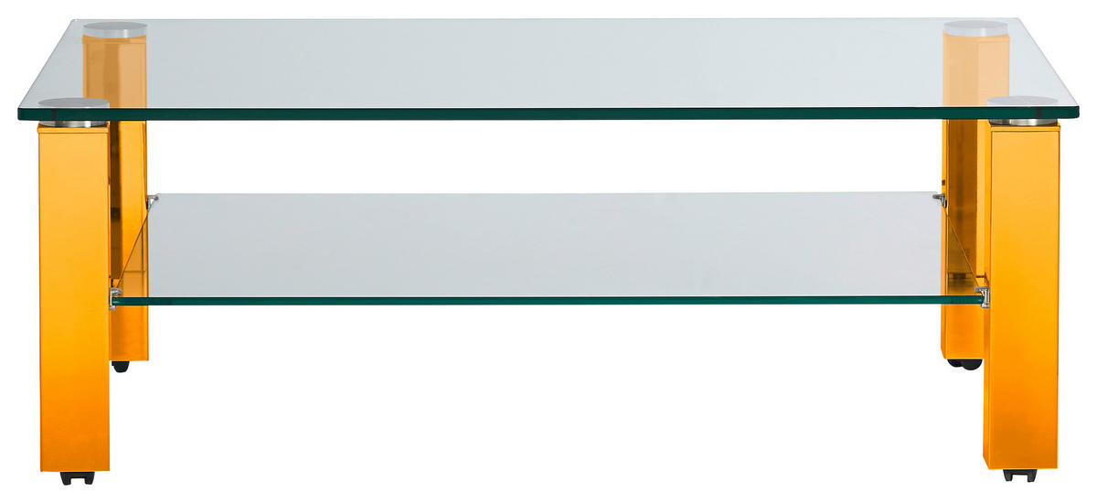 COUCHTISCH in Metall, Glas 110/70/42,5 cm  - Gelb, Design, Glas/Kunststoff (110/70/42,5cm)