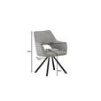 ARMLEHNSTUHL  inklusive Armlehnen, Sitzfläche 180° drehbar Cord  - Hellgrau/Schwarz, Design, Textil/Metall (60/85/63cm) - Hom`in