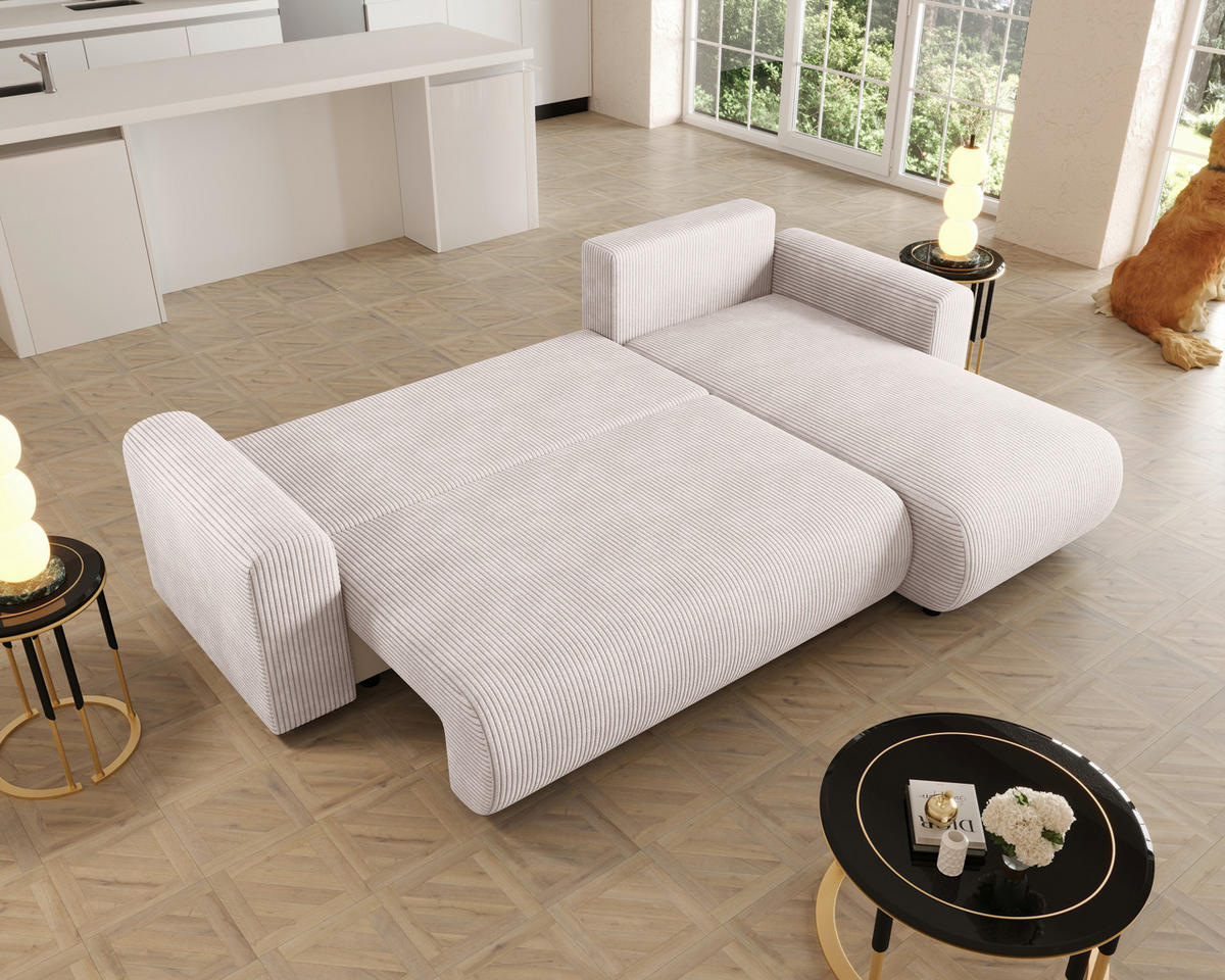ECKSOFA  in Cord Beige  - Beige/Schwarz, KONVENTIONELL, Kunststoff/Textil (246/152cm) - Xora