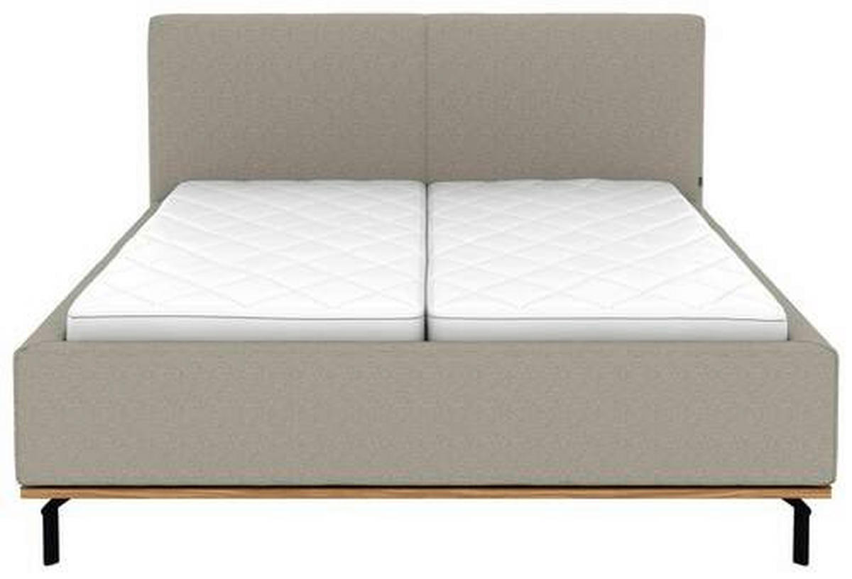 POLSTERBETT 180/200 cm,  in Hellgrau, Matratze, Lattenrost, Bettkasten, H3 + H3 = fest  - Hellgrau/Graphitfarben, Design, Holz/Textil (180/200cm) - Musterring