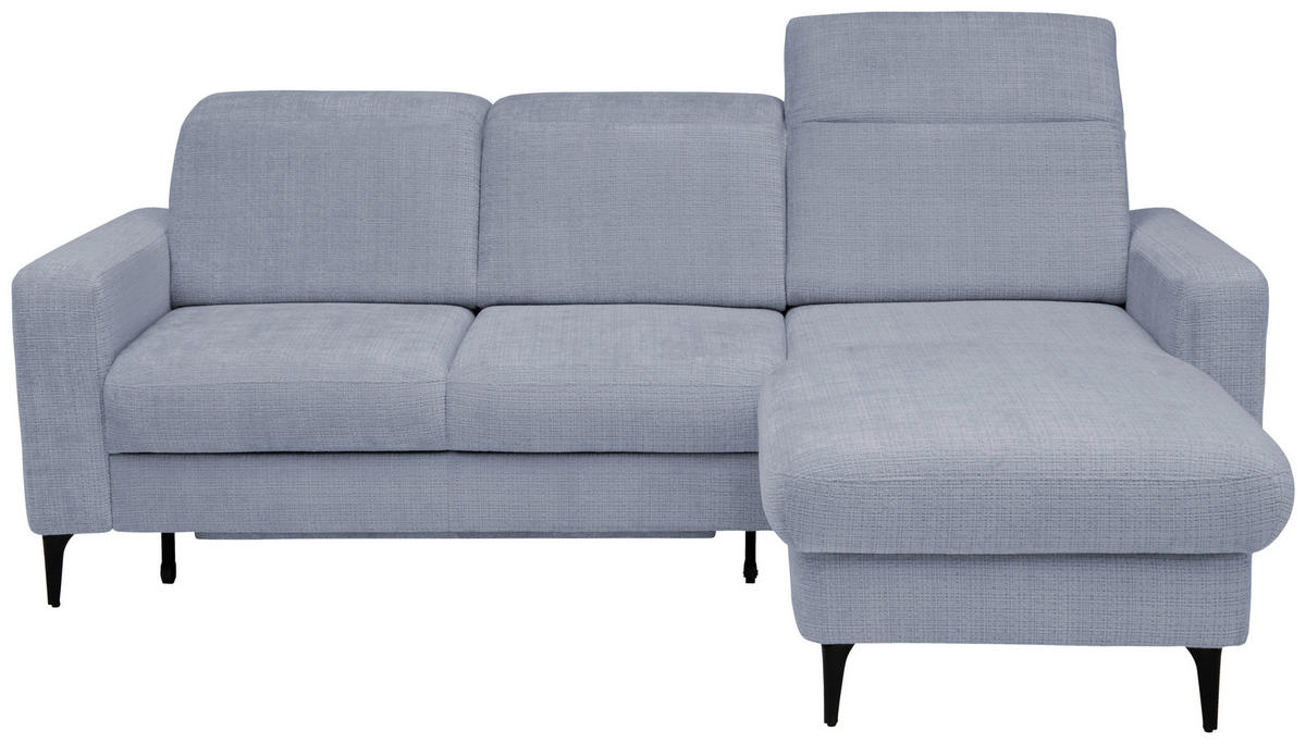 ECKSOFA FABIO Blau Chenille Bettkasten, Kopfteilverstellung  - Blau/Schwarz, Design, Textil/Metall (174/223cm) - Livetastic