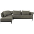 ECKSOFA Palio in Echtleder Grau  237/302 cm  - Schwarz/Grau, Design, Leder/Metall (237/302cm) - Dieter Knoll