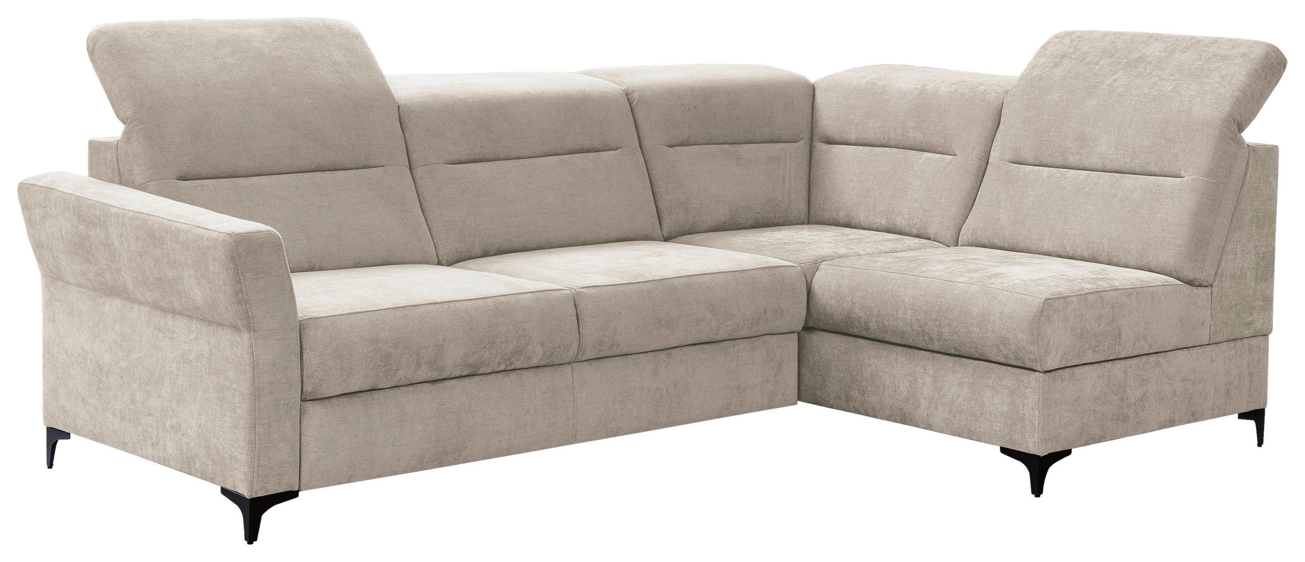 ECKSOFA inkl. Funktionen Beige Webstoff  - Beige/Schwarz, KONVENTIONELL, Textil/Metall (272/177cm) - Stylife
