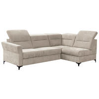ECKSOFA inkl. Funktionen Beige Webstoff  - Beige/Schwarz, KONVENTIONELL, Textil/Metall (272/177cm) - Stylife