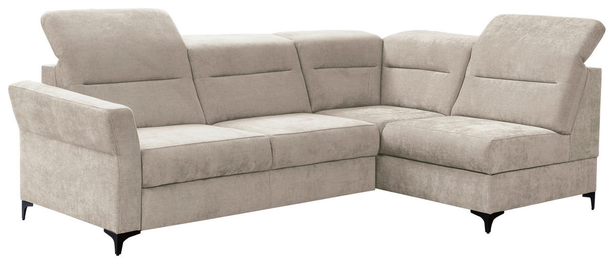 ECKSOFA inkl. Funktionen Beige Webstoff  - Beige/Schwarz, KONVENTIONELL, Textil/Metall (272/177cm) - Stylife