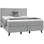 BOXSPRINGBETT 200/200 cm  in Hellgrau  - Hellgrau/Schwarz, KONVENTIONELL, Holz/Textil (200/200cm) - Voleo