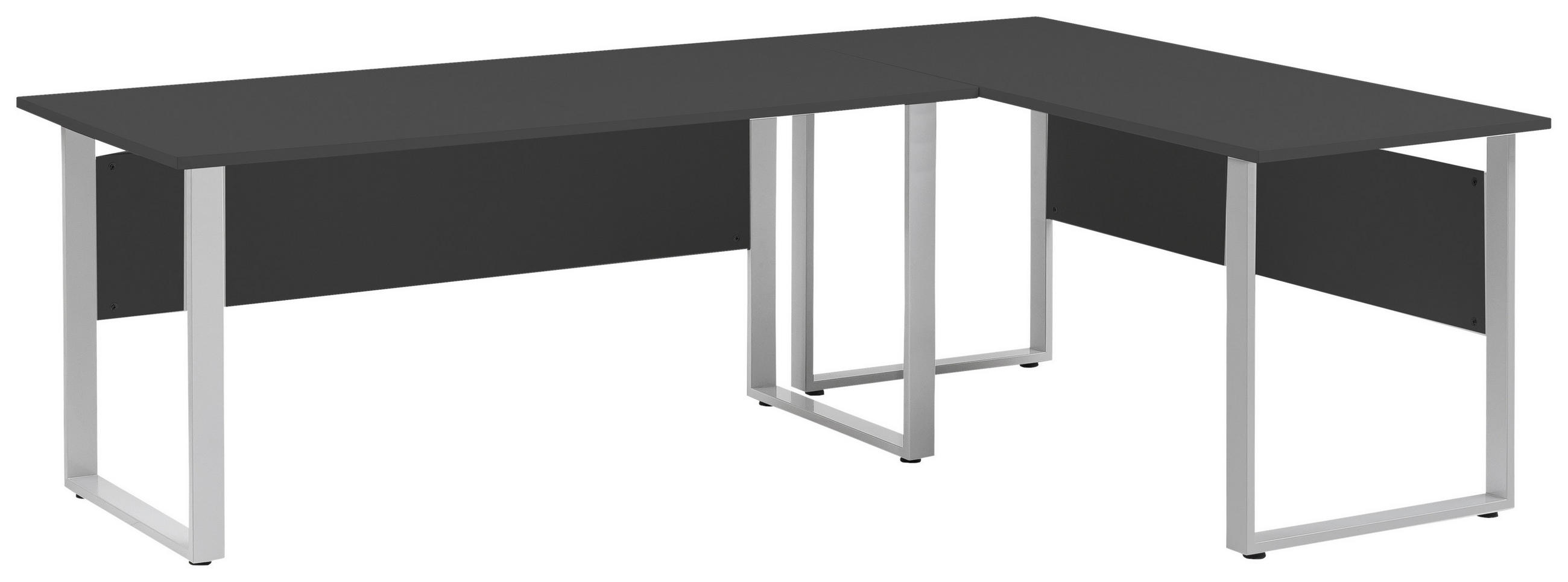 SCHREIBTISCH 160/235/73,2 cm  in Anthrazit  - Anthrazit/Silberfarben, MODERN, Holzwerkstoff/Metall (160/235/73,2cm) - MID.YOU