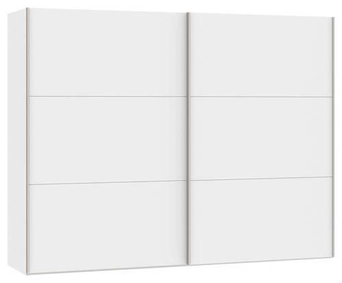 SCHWEBETÜRENSCHRANK 253/195/65 cm 2-türig Weiß  - Edelstahlfarben/Weiß, Design, Holzwerkstoff (253/195/65cm) - Boxxx