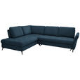 ECKSOFA in Struktur Blau  - Blau/Schwarz, Natur, Textil/Metall (233/288cm) - Valnatura