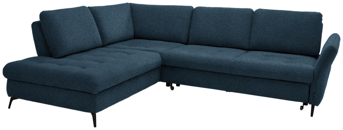 ECKSOFA Blau Struktur  - Blau/Schwarz, Natur, Textil/Metall (233/288cm) - Valnatura