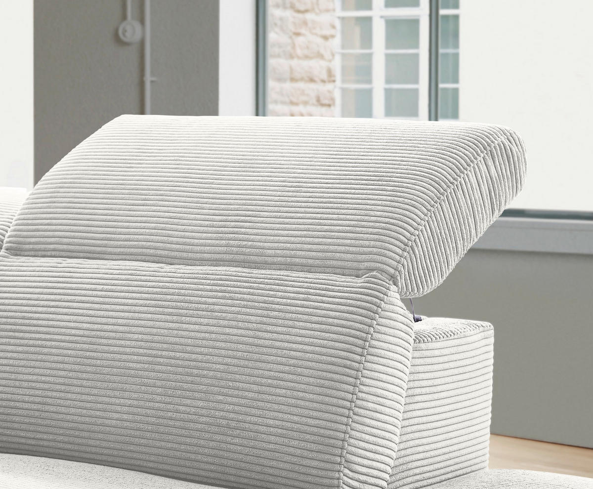ECKSOFA in Cord Weiss  - Weiss/Schwarz, Design, Textil (290/223cm) - Pure Home Lifestyle
