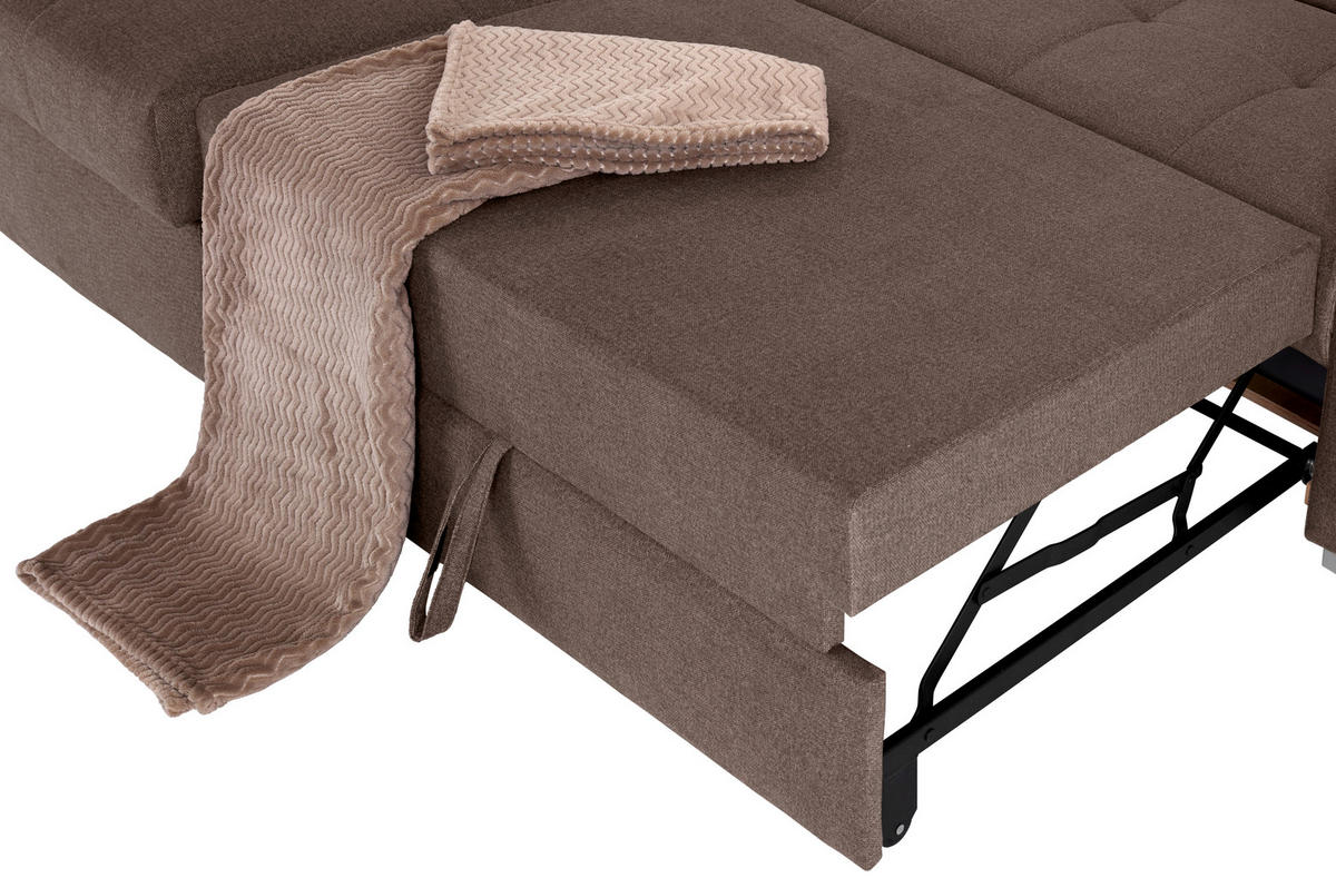 ECKSOFA in Velours Braun  - Silberfarben/Braun, Design, Holz/Textil (183/292cm) - Livetastic