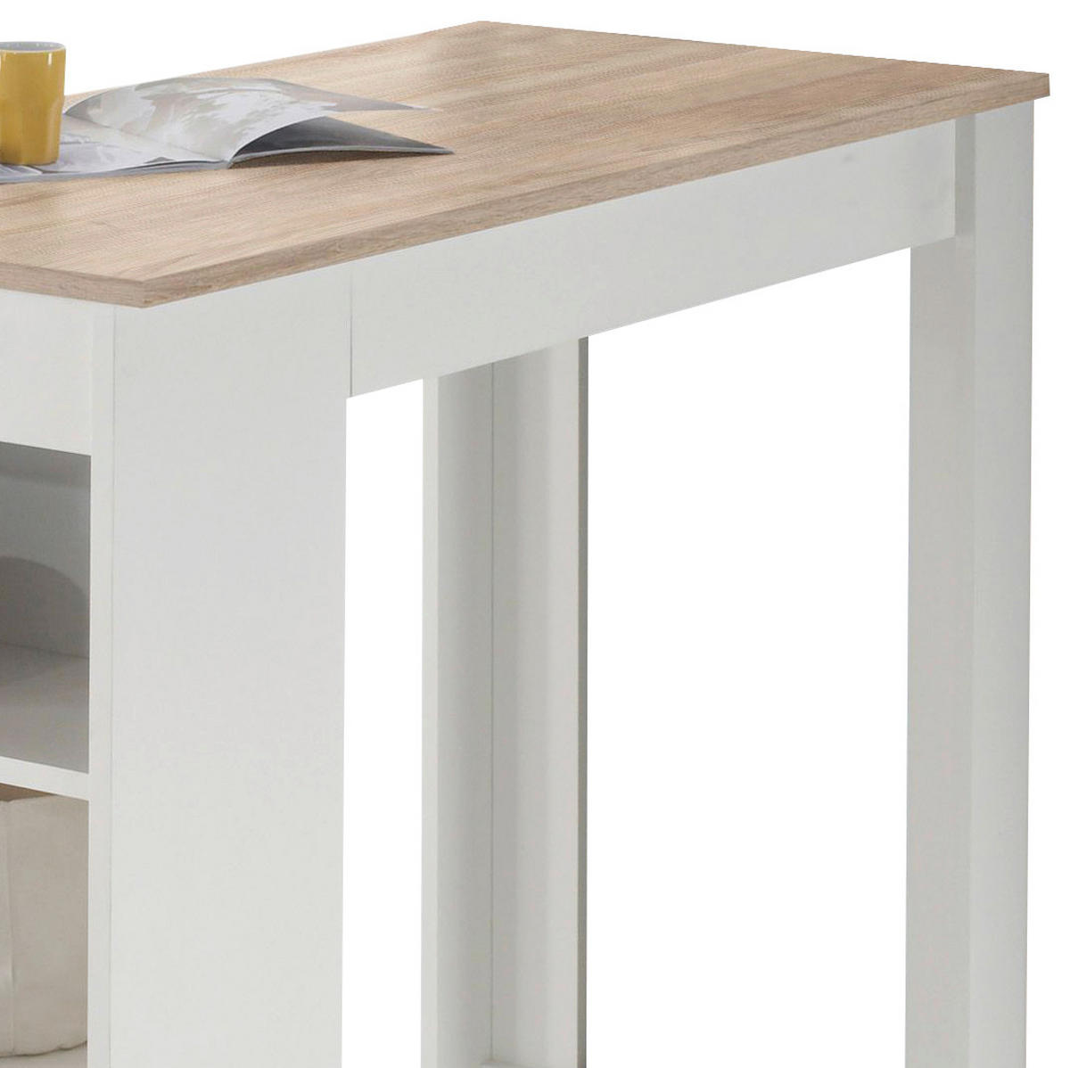 MASĂ DE BAR din material pe bază de lemn 115/50/103 cm   - alb/culoare lemn stejar, Design, material pe bază de lemn (115/50/103cm) - Carryhome