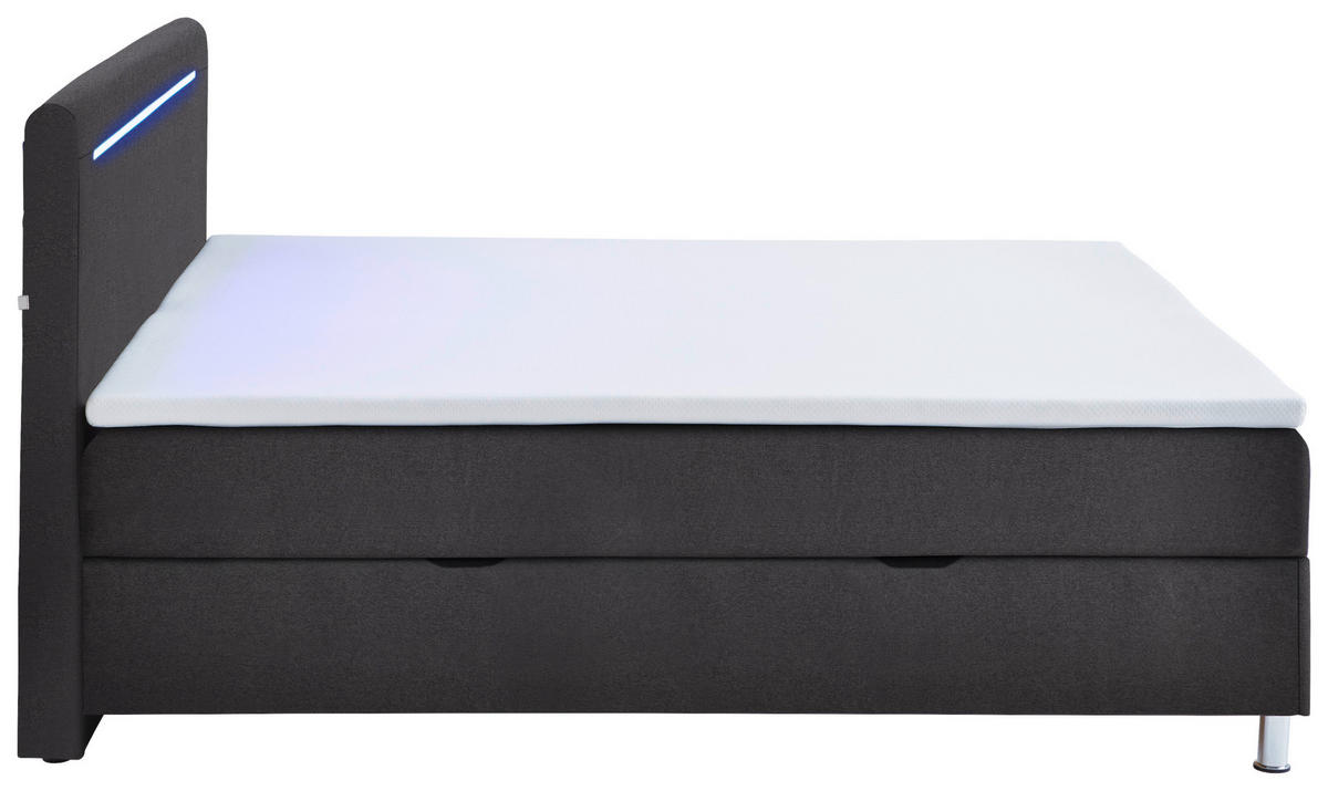 BOXBETT 180/200 cm  in Anthrazit  - Chromfarben/Anthrazit, MODERN, Textil/Metall (180/200cm) - Livetastic