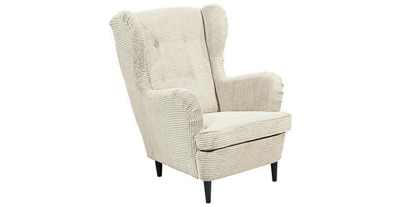 OHRENSESSEL Cord Creme  - Creme/Schwarz, Basics, Holz/Textil (78/102/98cm) - Carryhome