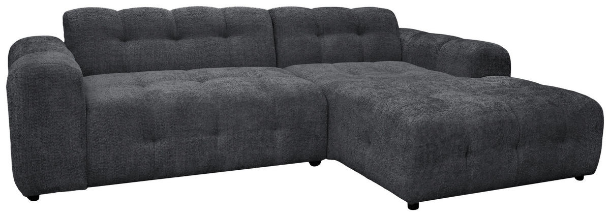 ECKSOFA RUNO in Bouclé Dunkelgrau  270/175 cm  - Dunkelgrau/Schwarz, Design, Kunststoff/Textil (270/175cm) - MID.YOU
