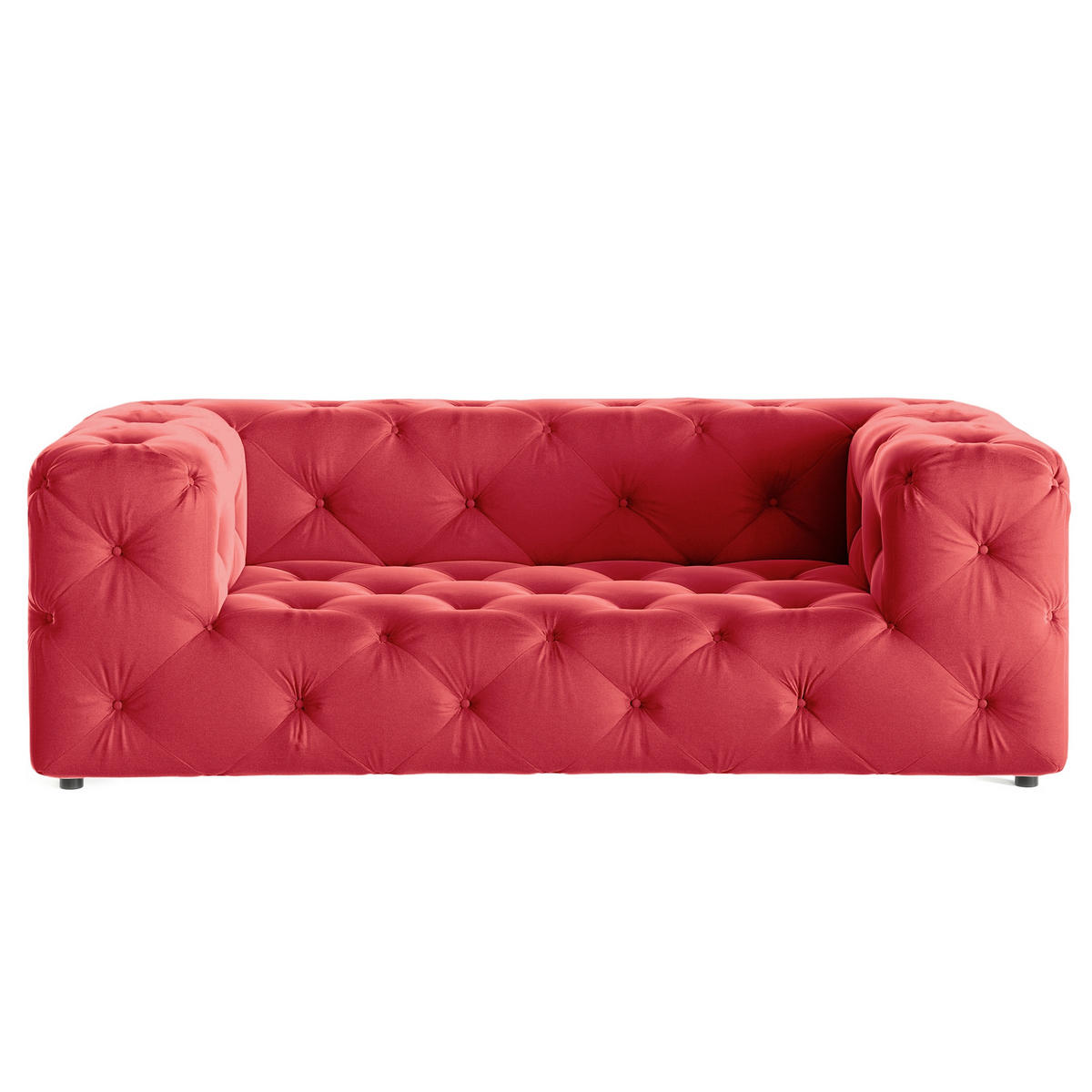 2-SITZER-SOFA Fresco in Samt Rot  - Rot/Schwarz, Design, Kunststoff/Textil (193/71/100cm) - P & B