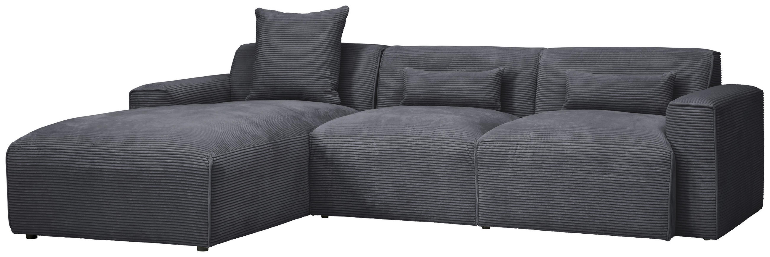 ECKSOFA Graphitfarben Cord  - Schwarz/Graphitfarben, Design, Kunststoff/Textil (196/303cm) - Livetastic