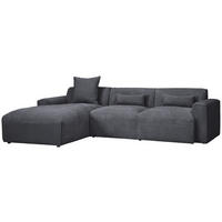 ECKSOFA in Cord Graphitfarben  - Schwarz/Graphitfarben, Design, Kunststoff/Textil (196/303cm) - Livetastic
