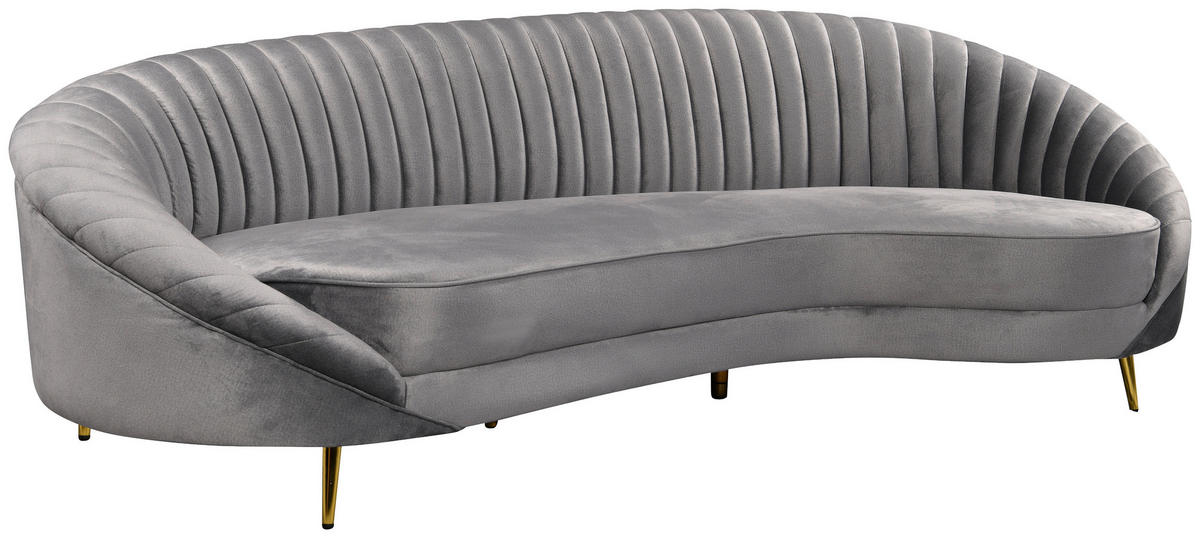 3-SITZER-SOFA ELARA Samt Grau  - Goldfarben/Grau, Design, Textil/Metall (246/81/111cm) - MID.YOU