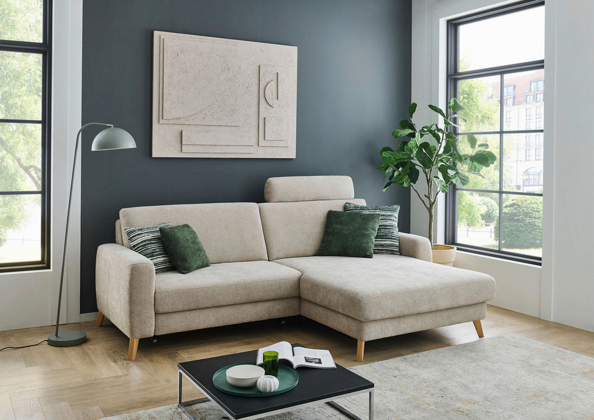ECKSOFA  Chenille Beige  - Beige, Design, Holz/Textil (222/167cm) - Beldomo Comfort