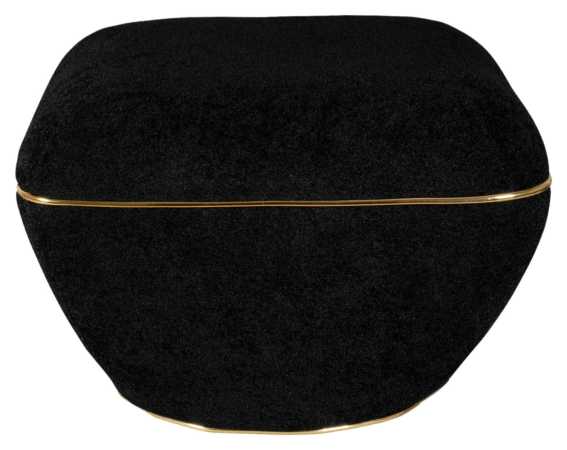 Taburet din textil, negru, auriu