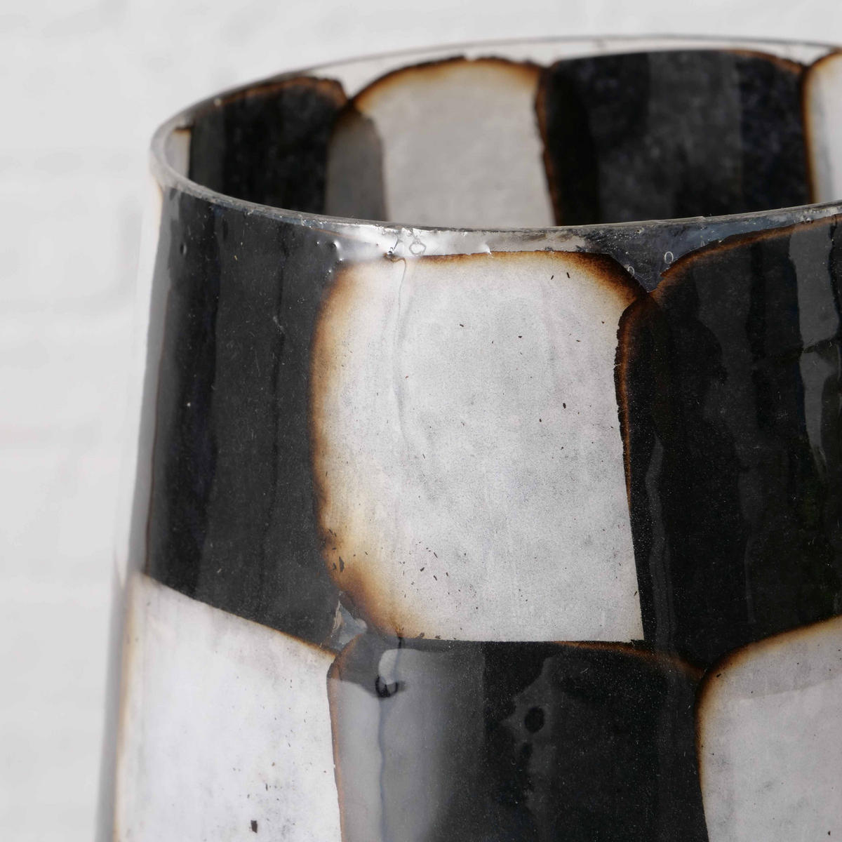 WINDLICHT Schwarz, Weiß 12,5/14,5 cm  - Schwarz/Weiß, Basics, Glas (12,5/14,5cm) - Boltze Home