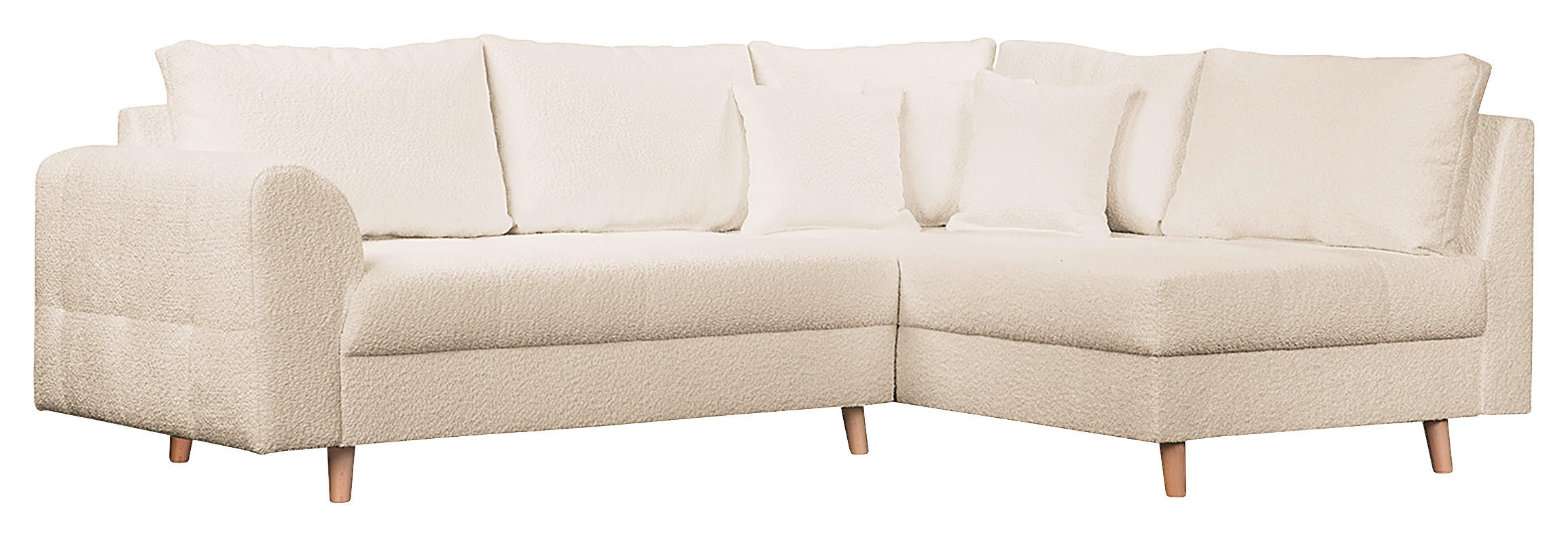 ECKSOFA Ariella Weiß Bouclé  - Naturfarben/Weiß, Design, Holz/Textil (231/161cm) - Livetastic