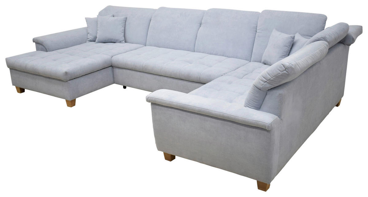 WOHNLANDSCHAFT in Mikrofaser Pastellblau  - Pastellblau/Eichefarben, KONVENTIONELL, Holz/Textil (170/352/214cm) - MID.YOU