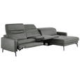 ECKSOFA Anthrazit Echtleder Kopfteilverstellung  - Anthrazit/Schwarz, Design, Leder/Metall (323/179cm) - Dieter Knoll