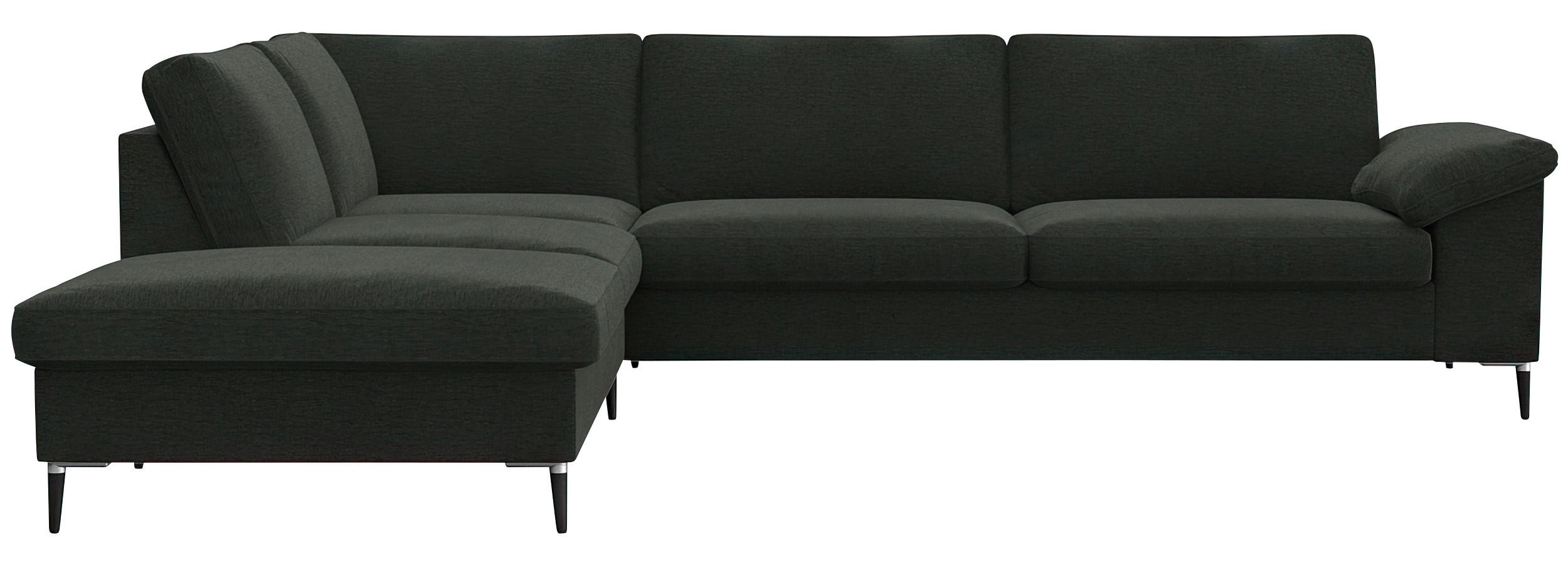 ECKSOFA Waldgrün Chenille, Webstoff, Flachgewebe  - Waldgrün/Schwarz, Design, Textil/Metall (225/279cm) - Livetastic