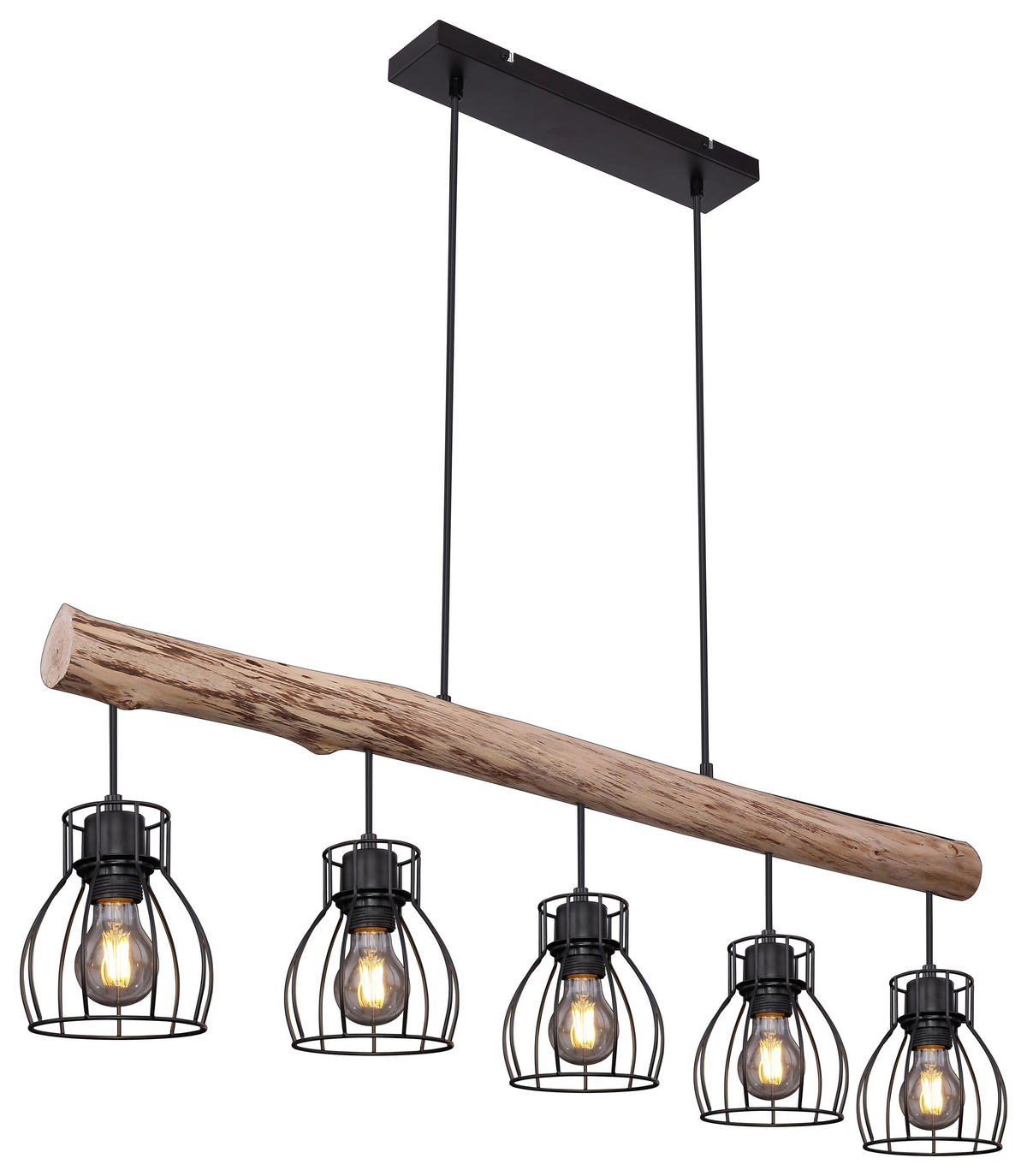 HÄNGELEUCHTE 104/13,6/140 cm    - Schwarz/Naturfarben, Basics, Holz/Metall (104/13,6/140cm) - Globo