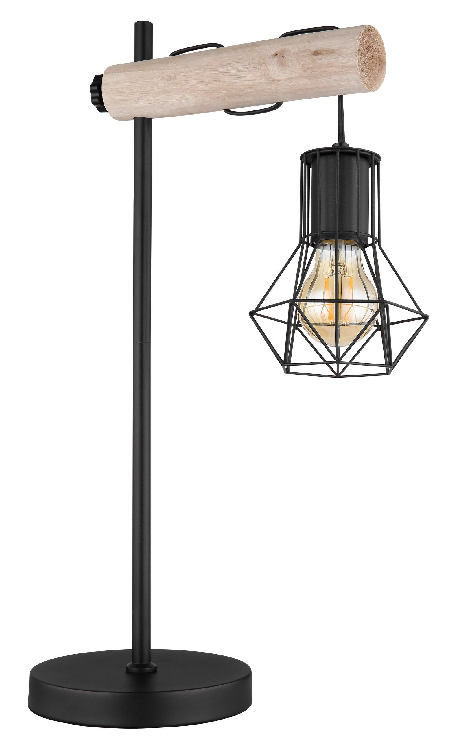 TISCHLEUCHTE 33/18/55 cm   - Schwarz/Naturfarben, Natur, Holz/Kunststoff (33/18/55cm) - Globo