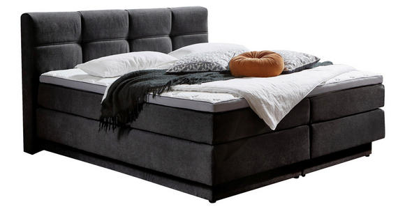 BOXSPRINGBETT 180/200 cm  in Anthrazit  - Anthrazit/Schwarz, KONVENTIONELL, Kunststoff/Textil (180/200cm) - Carryhome