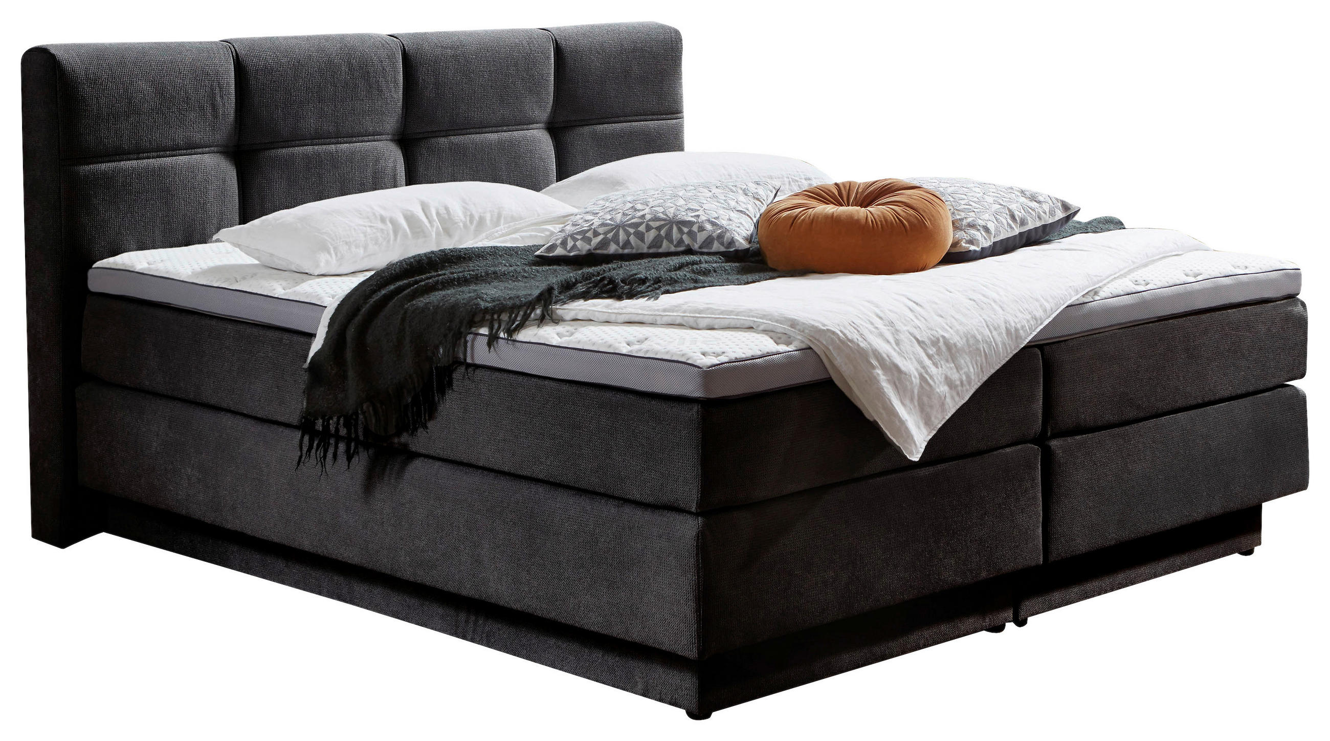 BOXSPRINGBETT 180/200 cm  Anthrazit  - Anthrazit/Schwarz, Konventionell, Kunststoff/Textil (180/200cm) - Carryhome