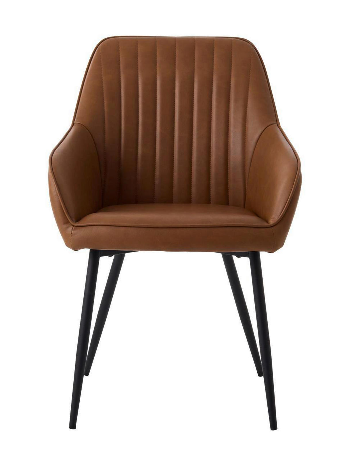 ARMLEHNSTUHL-SET 2 Stück  in Lederlook  - Cognac/Schwarz, MODERN, Textil/Metall (58/84/59,5cm) - Livetastic