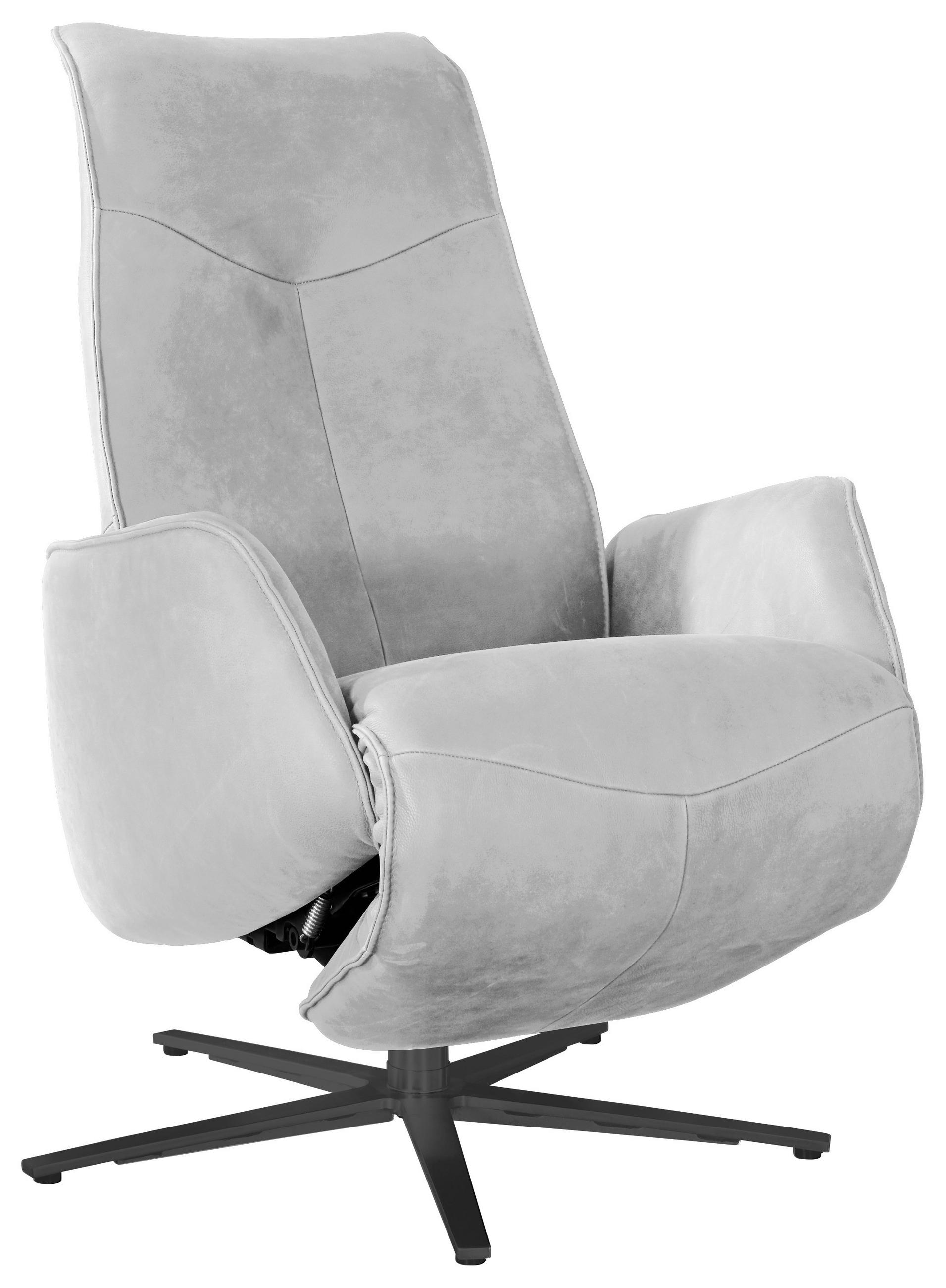 RELAXSESSEL in Leder Hellgrau  - Anthrazit/Hellgrau, Design, Leder/Metall (71/114/84cm) - Johann Jakob