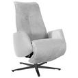 RELAXSESSEL in Leder Hellgrau  - Anthrazit/Hellgrau, Design, Leder/Metall (71/114/84cm) - Ambiente