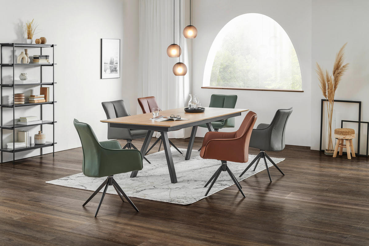TABLE in Metall, Holzwerkstoff 220/100/75 cm  - Eichefarben/Anthrazit, Design, Holzwerkstoff/Metall (220/100/75cm) - Venjakob