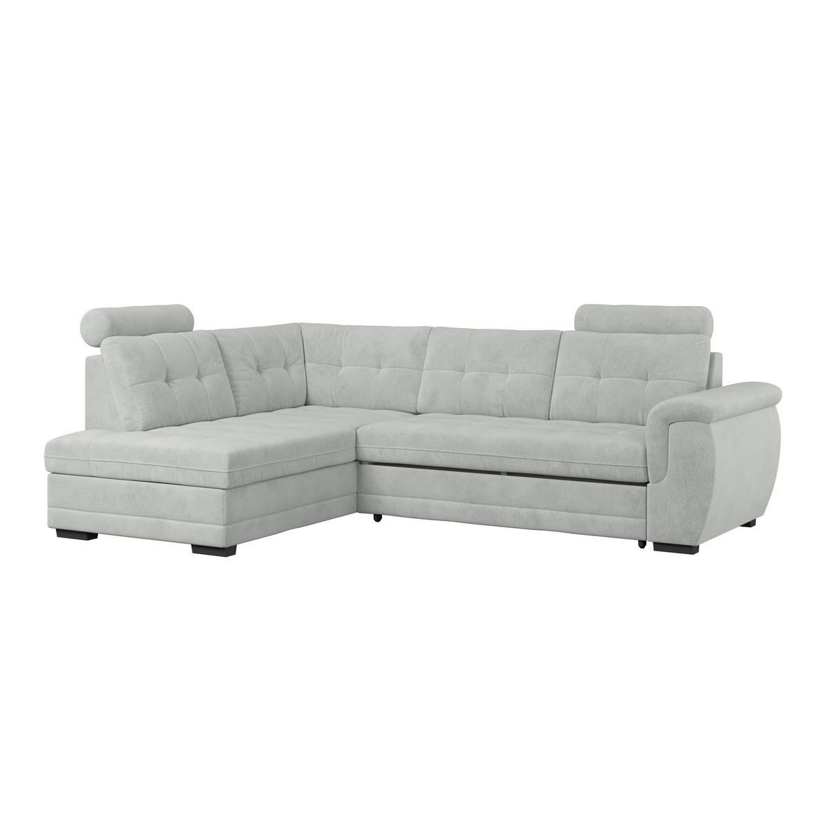 ECKSOFA  Mikrofaser, Struktur Grauweiss  - Schwarz/Grauweiss, Konventionell, Kunststoff/Textil (183/251cm) - MID.YOU