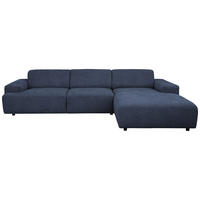 ECKSOFA 294/184 cm  in Flachgewebe Dunkelblau Rücken echt  294/184 cm  - Schwarz/Dunkelblau, KONVENTIONELL, Kunststoff/Textil (294/184cm) - Hom`in