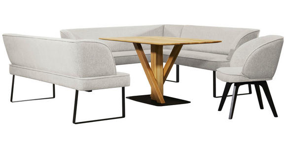 ECKBANK 233/189 cm Webstoff Schwarz, Hellgrau - Hellgrau/Schwarz, Design, Textil/Metall (233/189cm) - Novel