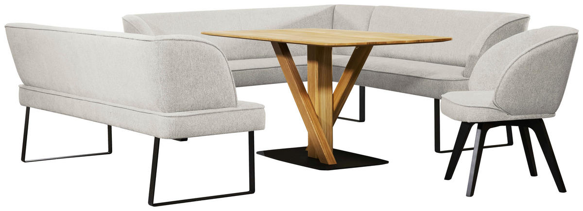 ECKBANK 233/189 cm Webstoff Schwarz, Hellgrau   - Hellgrau/Schwarz, Design, Textil/Metall (233/189cm) - Novel